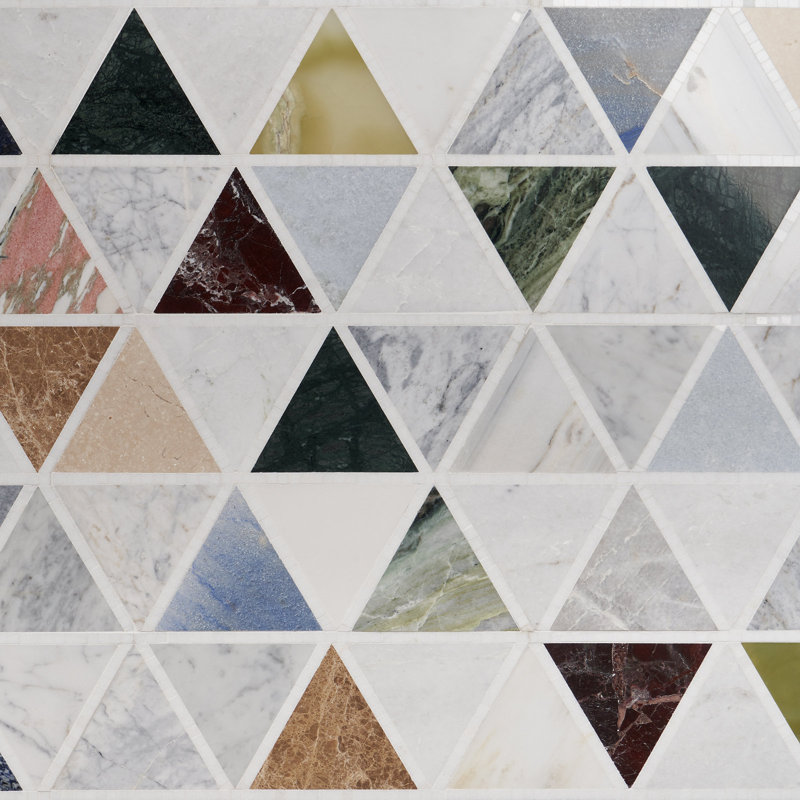 Valerie 6" Triangle Polished Marble Mosaic Tile