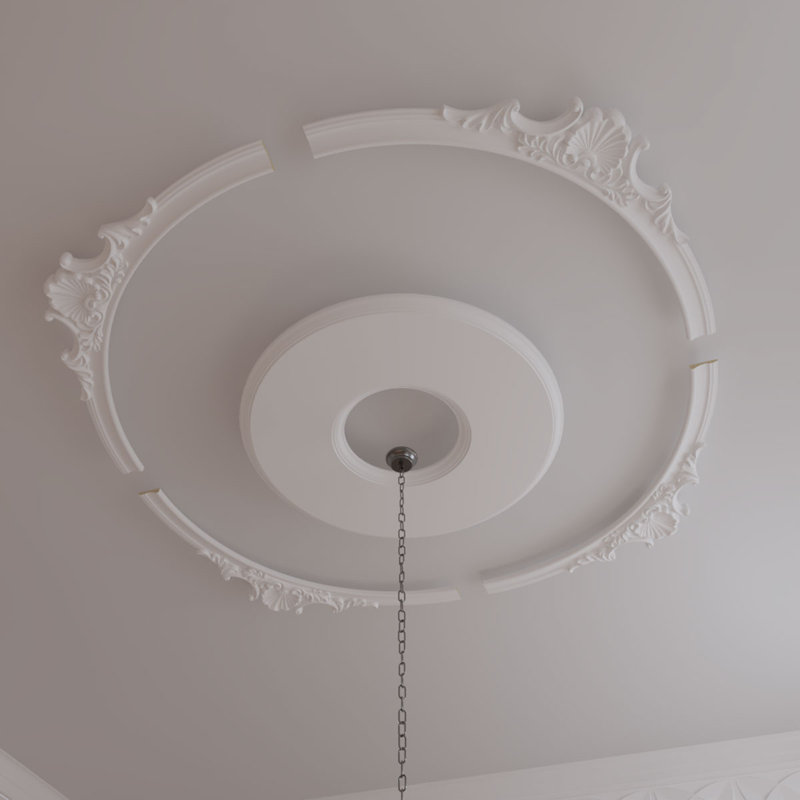 Ensemble d'anneaux de plafond coquille, H 93,375 po x l 93,375 po, Paquet de 4 (forme un cercle complet)