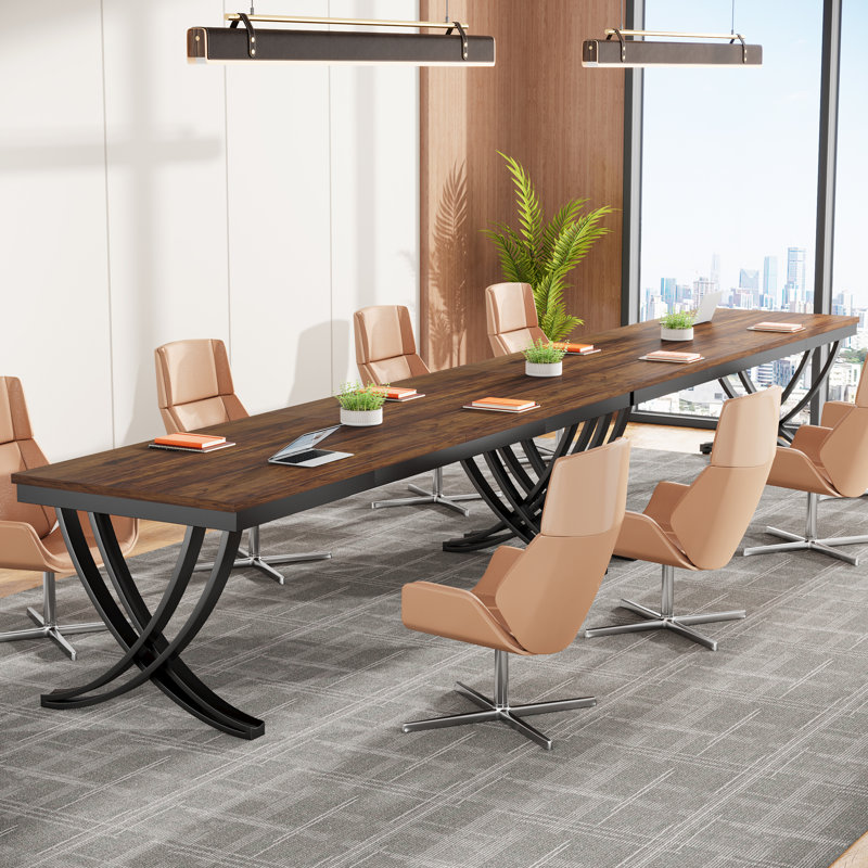 Jasmone 78.74'' Rectangle Conference Table, Brown/Black