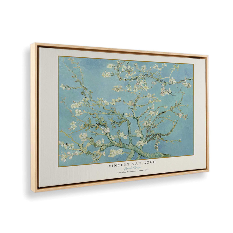 Fleur d'amandier de Van Gogh, H 12,75 po x l 18,75 po, Cadre américain en érable flottant
