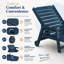 Ensemble de 2 chaises longues de patio en PEHD, fauteuil inclinable réglable à 5 positions avec porte-gobelet et roulettes, chaise longue d'extérieur de piscine robuste, bleu marine