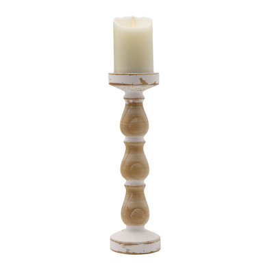 Elements 13.4 in. Wood Tabletop Candlestick
