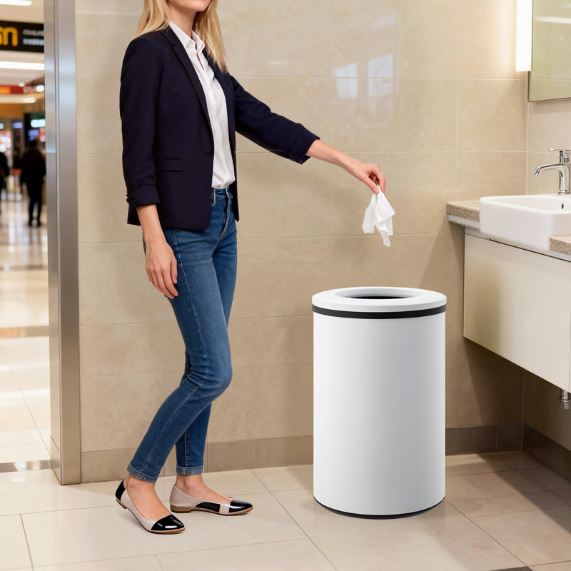 Poubelle ouverte en acier inoxydable 10,6 gallons / 40 L - Seau intérieur amovible de qualité commerciale, résistant aux empreintes digitales - Bac de recyclage de grande capacité pour la cuisine, le bureau, le restaurant - Blanc