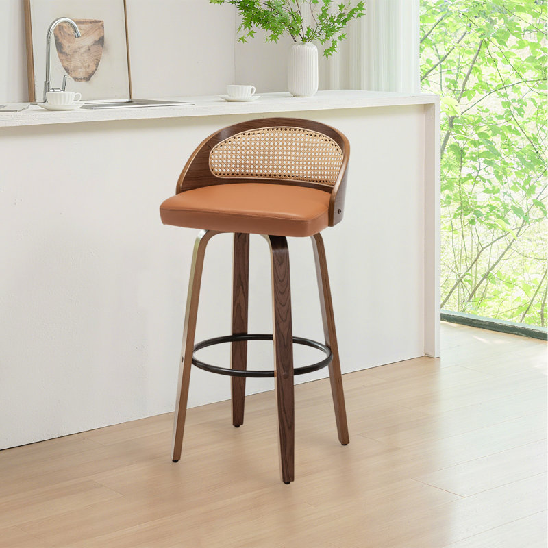 Swivel Upholstered Counter Stool, Orange, 76.2cm