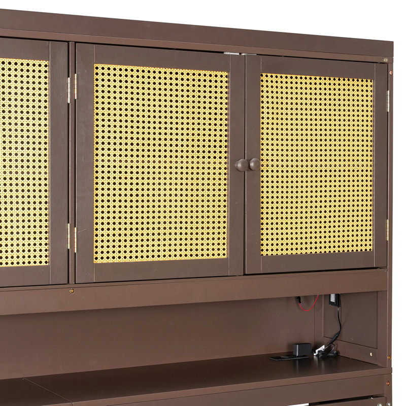 Lit escamotable simple avec armoire supérieure, lit pliable peu encombrant avec lumière et USB, espresso, Espresso
