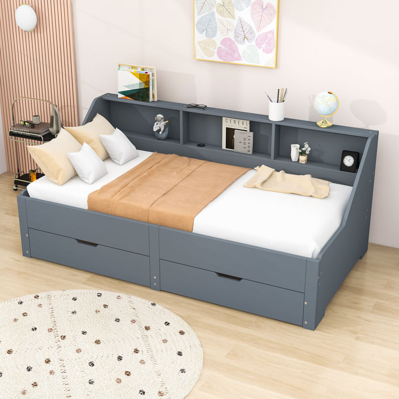 Nagey Twin Daybed with Trundle, Gray