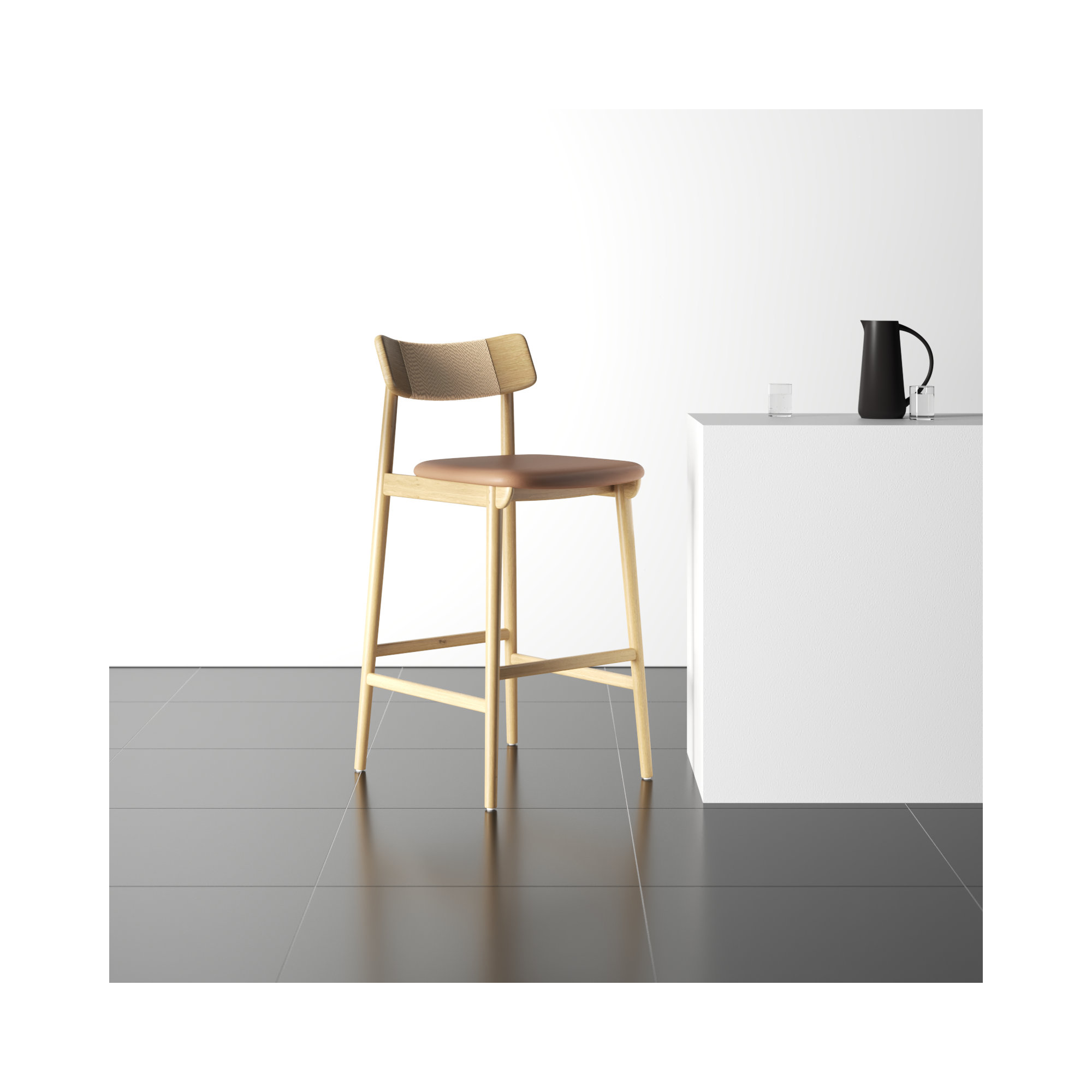 Sakina Bar Stool, Natural, Bar Stool (31.5" Seat Height