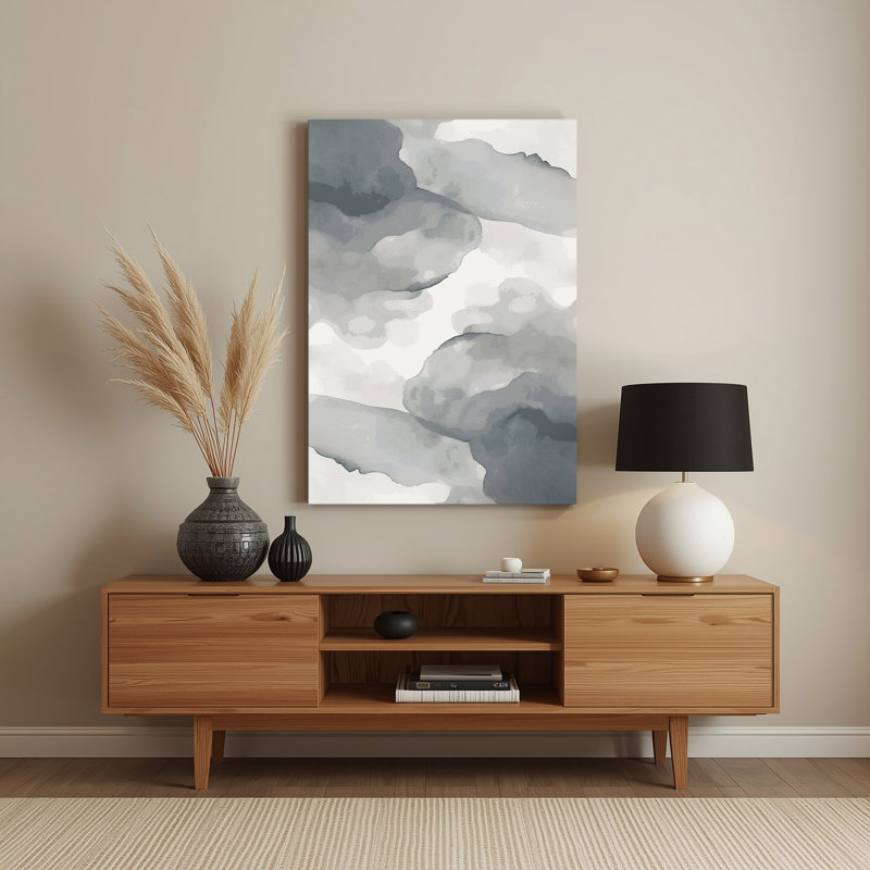 Aquarelle abstraite 28, art mural gris en métal, H 14 po x l 11 po