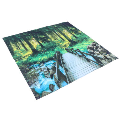 Tapisserie murale en polyester à motif de paysage forestier, 230 x 180 cm, idéale pour la décoration de chambre ou de dortoir.