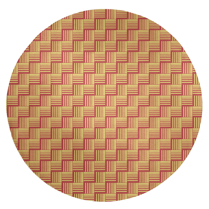 Tapis jaune / orange Basketweave, Rond 5 pi