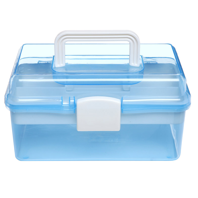 Storage Basket Box Craft Case Container, Clear/Blue