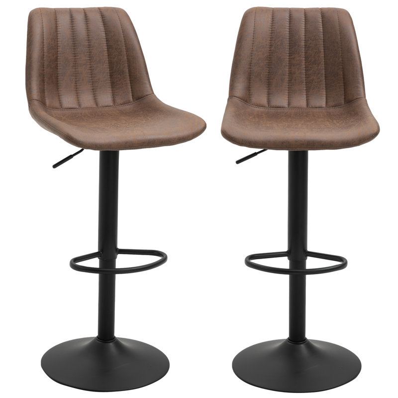Swivel Upholstered Adjustable Height Counter Stool with Metal Frame