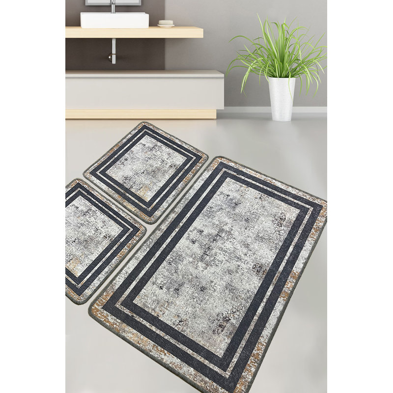 Ensemble de tapis de bain luxueux (3 pièces), en polyester doux, 23,6 po x 39,4 po (1 pièce) et 19,7 po x 23,6 po (2 pièces) | Antibactérien, antidérapant, 20,5 oz / pied carré | Lavable à la machine et durable, parfait pour les salles de bain élégantes
