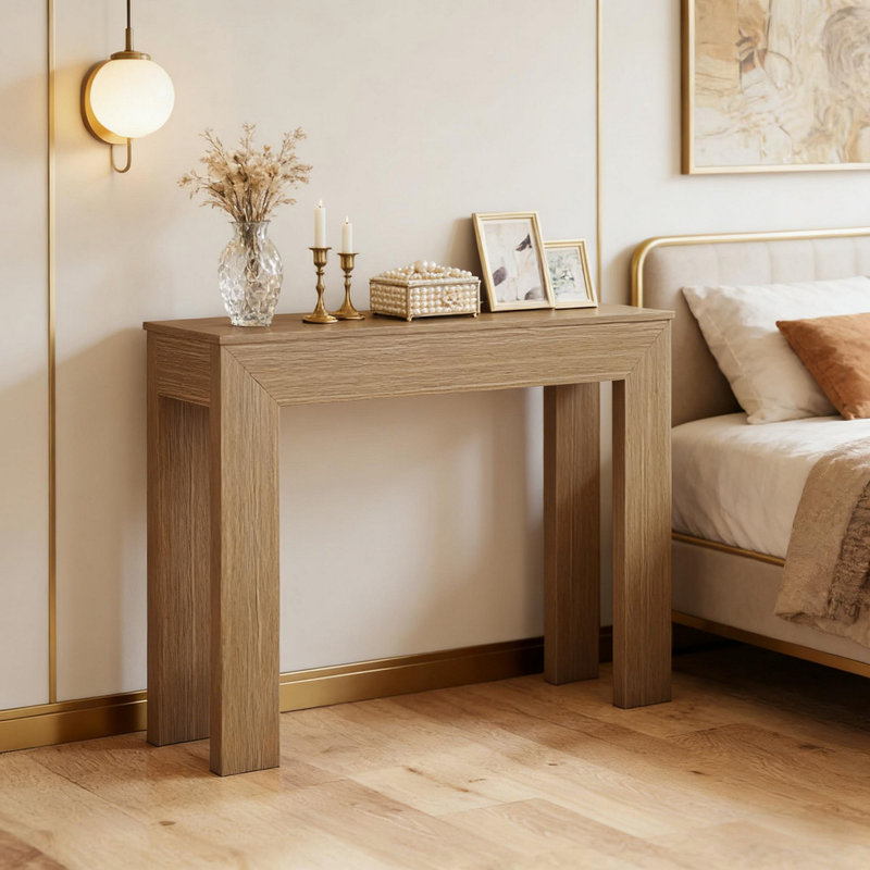 Élégante table d'appoint, table de vestibule, console, Bois naturel