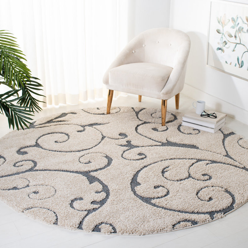 Tapis gris Chaffin, Rond 9 pi, Gris foncé