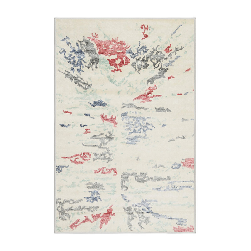 Tapis de zone abstraite contemporaine, Rectangle 5 pi x 7 pi