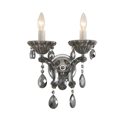 Transitional 2 Light Smoke Crystal Wall Sconce