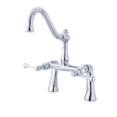 Garniture de robinet de baignoire sur pattes à deux poignées