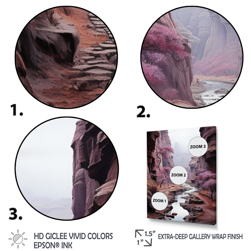 Impression sur toile «S tabac Purple Canyon Endless Journey», H 40 po x l 30 po x P 1,5 po, Cadre photo noir