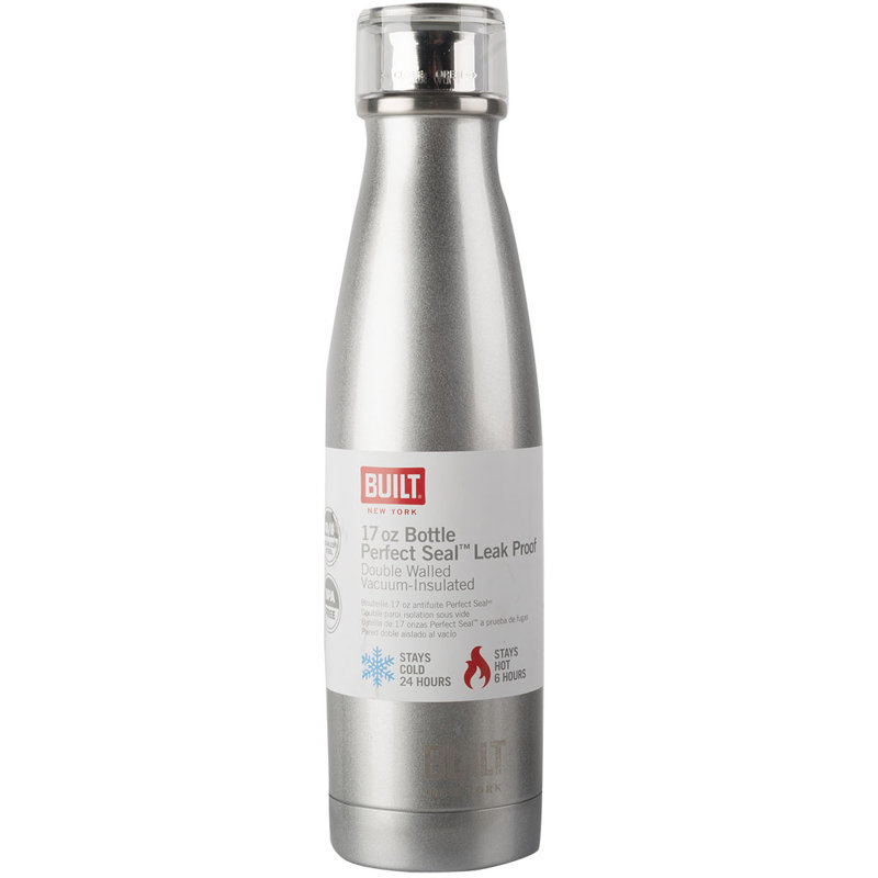 Built Perfect Seal 480ml Stainless Steel (18/8) Water Bottle, Silver