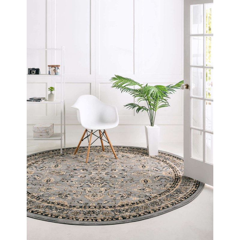 Tapis traditionnel couleur Zayandeh, Rond 3 pi 3 po