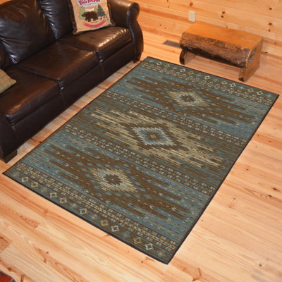 Bayville Southwestern Blue/Beige Area Rug