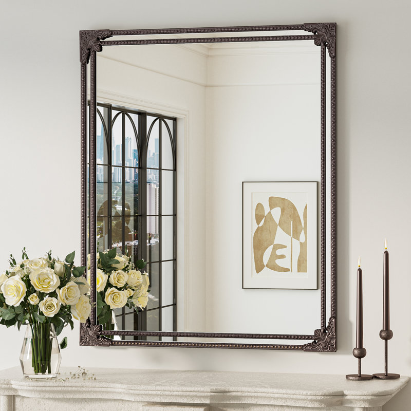 Miroir décoratif mural Berrilee, 36 po x 30 po, Bronze Antique