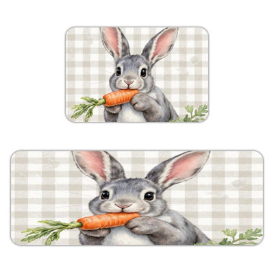 Ensemble de 2 tapis de cuisine carotte gris