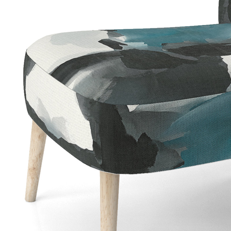 Chaise d'appoint rembourrée Geometric IV, Mélange de polyester bleu / noir / blanc