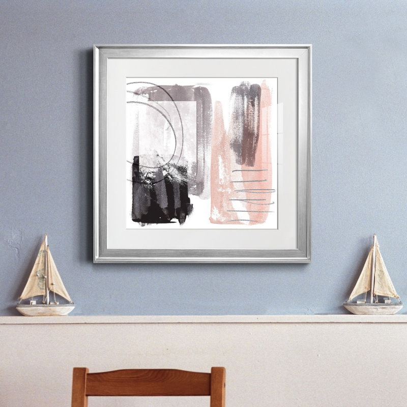 Coexistance III - reproduction encadrée de qualité supérieure - prête à être accrochée, Papier avec cadre argenté, Blanc