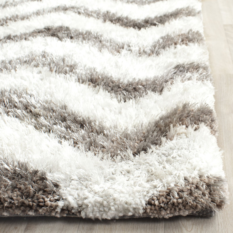 Tapis gris / blanc touffeté à la main Hempstead, Carré 5 pi