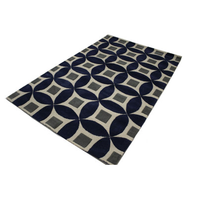 Tapis oriental bleu / beige moderne 5 x 8