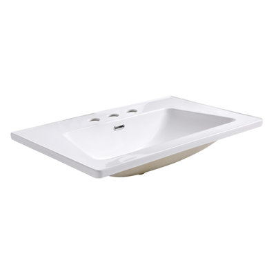 The Renovators Supply Inc. 19.68'' White Porcelain Rectangular Bathroom Sink with Overflow