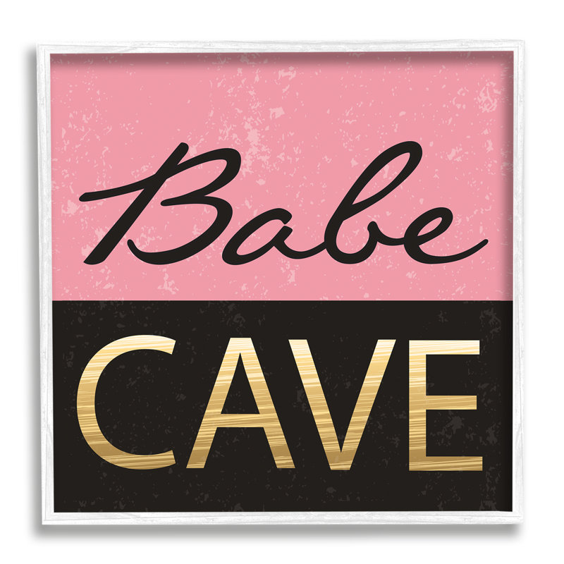 Babe Cave - reproduction d'art textuel, H 12 po x l 12 po x P 1,5 po, Giclée encadrée blanc bord de mer