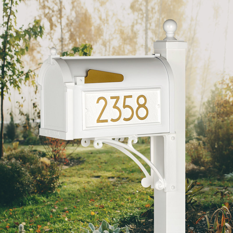 Whitehall Products Modern Mailbox, Yes, White/Gold