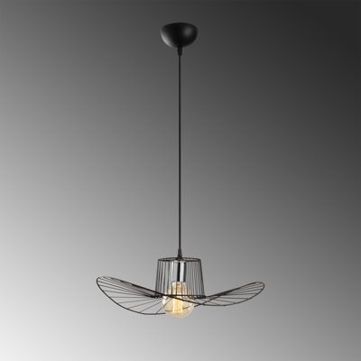 Modern Black Chandelier Light Fixture, Adjustable Height, 19.3 in Diameter x 43.3 in Height | Durable Iron Body, E27 Socket (Max 40W) | Stylish Home Decor for Living Room, Dining Room & Entryway | Easy Installation
