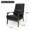 Chaise d'appoint rembourrée Mid-Century moderne en similicuir noir mat avec structure en bois d'hévéa espresso-120079798