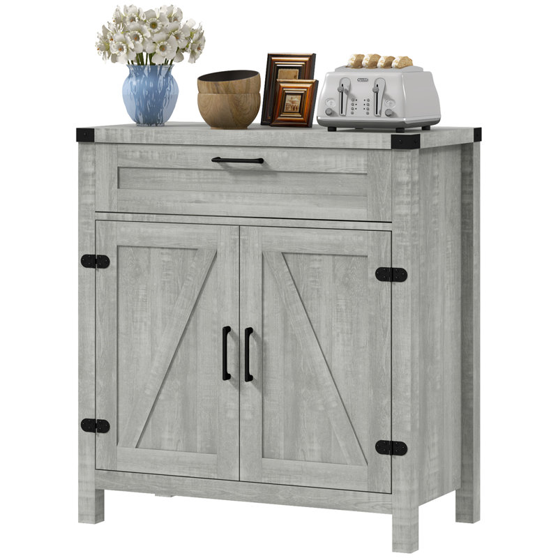 Enochs Freestanding Storage Pantry Furniture w/ Adjustable Shelf for Living Room, Brown