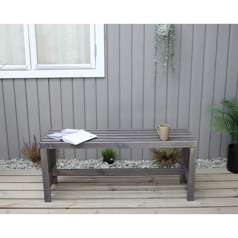 Madhav Solid Wood Pine Outdoor Bench, Grey