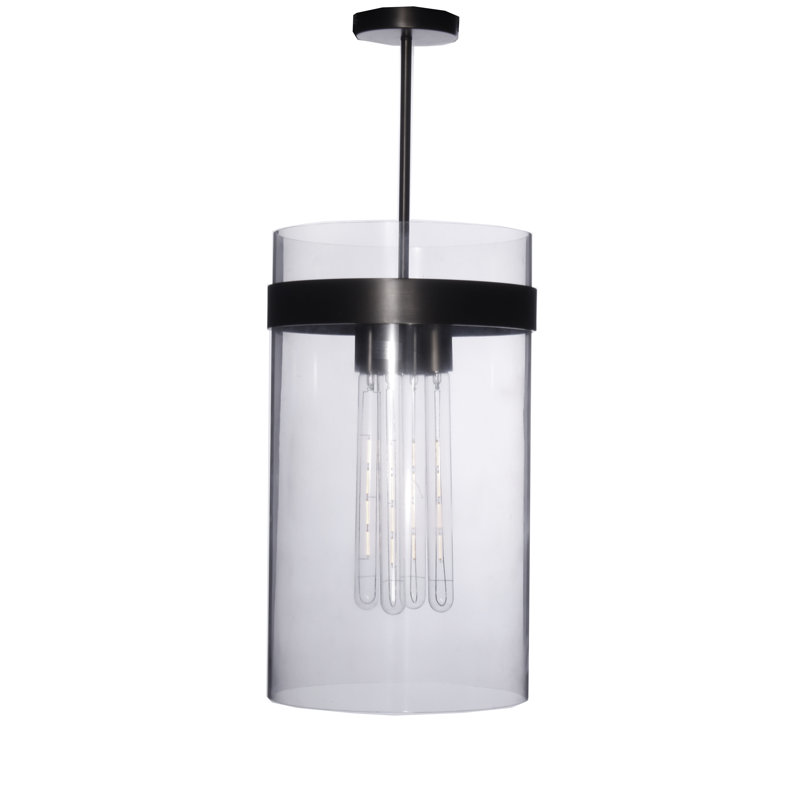 Luminaire suspendu à cylindre simple 4 lumières Nehls, Nickel poli