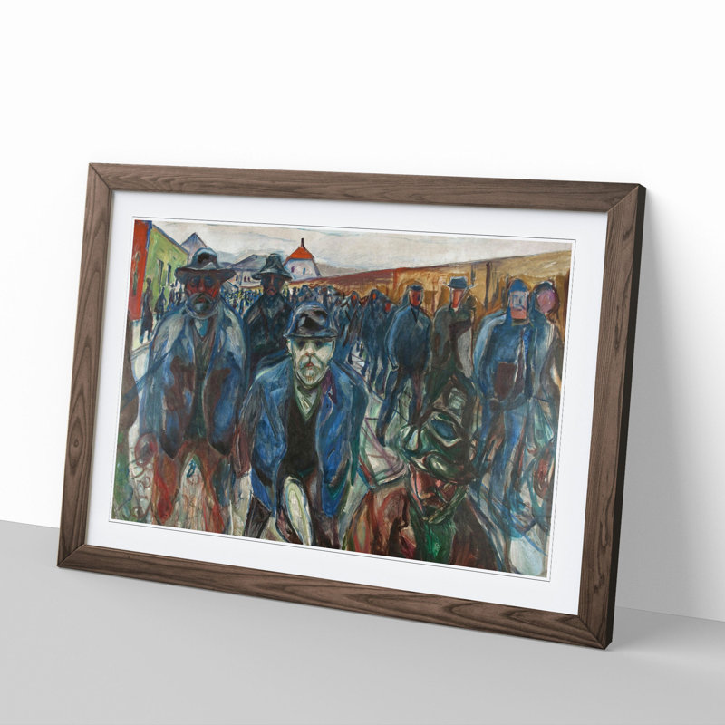 Workers on Their Way Home by Edvard Munch - Picture Frame Painting, 36cm H x 48cm W x 2cm D, Walnut Framed