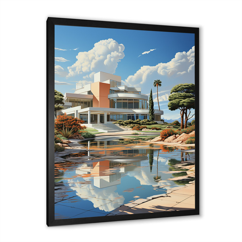 "Country clubs sunrise architecture" sur toile, Cadre simple noir, H 32 po x l 16 po x P 1 po