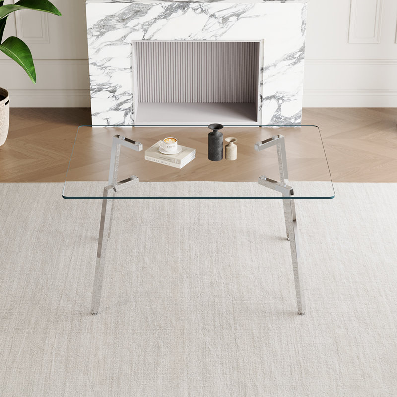 51'' Glass Dining Table, Silver