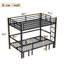 Twin XL over Twin XL size pull-out Metal Bunk Bed, lower bunk can be pulled out in three sections, top bunk equipped with safety rails, black.