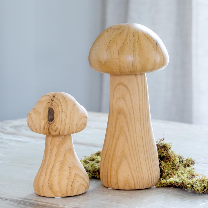 Faux Bois Garden Mushroom, 9.5"