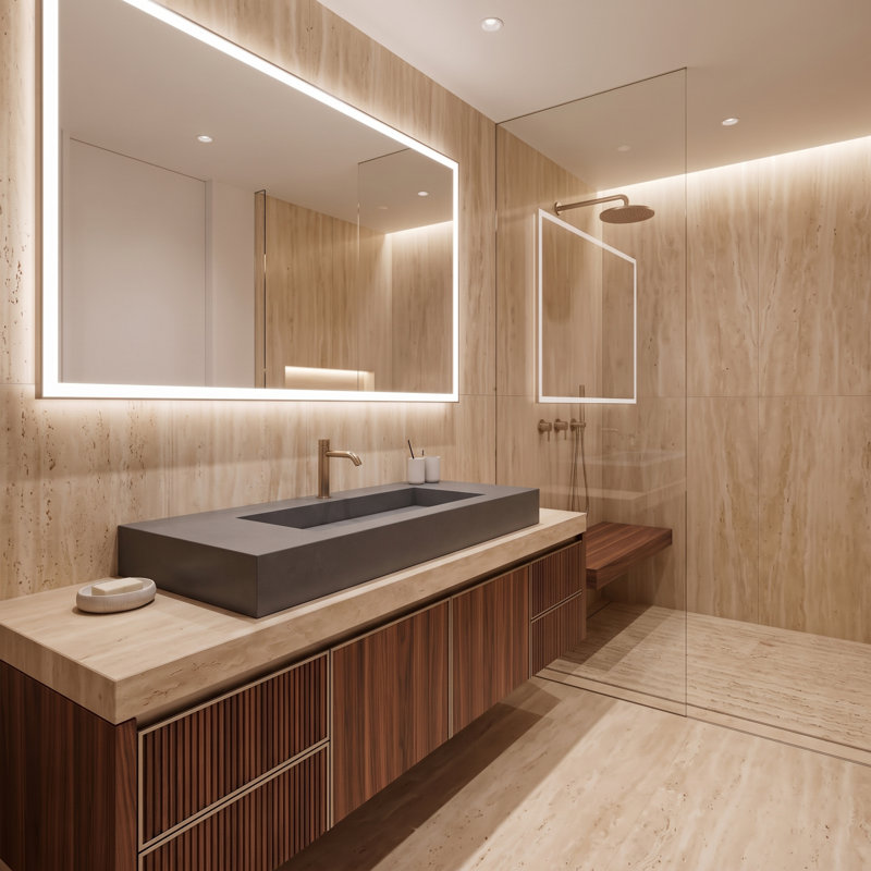 Plateau de meuble-lavabo simple 48 po avec lavabo Audrey, Gris