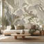 Abstract Botanical Wallpaper Oversized Leaves Muted Neutrals Removable Wall Decor-129446865-129446867