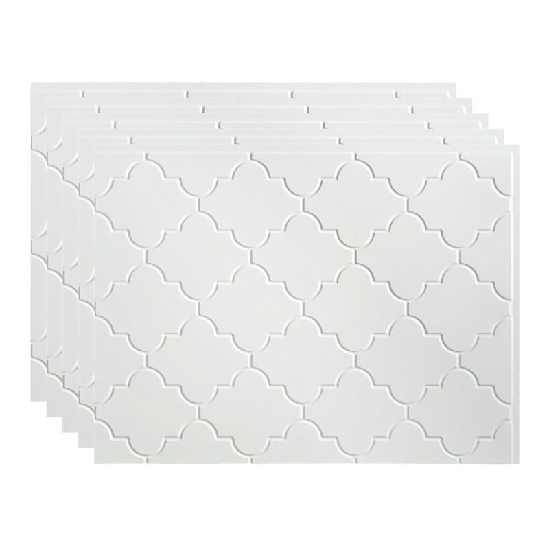FASÄDE Monaco Decorative Vinyl 18in x 24in Backsplash Panel, Gloss White