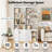 70" Bookcase With Adjustable Shelves With 2-door Cabinet Multipurpose Display Rack White