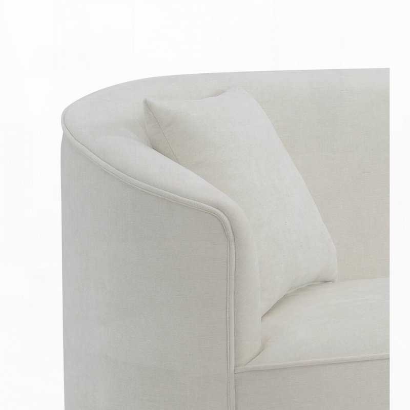 Upholstered " Chenille Sofa, L 64 po, Chenille beige